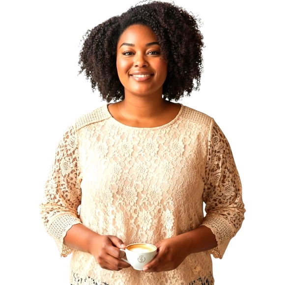 Style & Co Elegant Lace Cream Top Size Large - Picture 1 of 8
